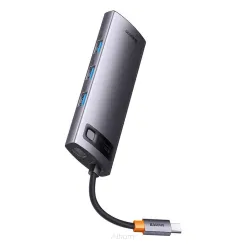 BASEUS HUB adapter przejściówka 8w1 Typ C na 3x USB3.0 / PD /  HDMI 4K 60Hz / RJ45 / SD/TF szary WKWG080113/BS-OH101