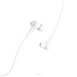 HOCO zestaw słuchawkowy / słuchawki dokanałowe jack 3,5mm z mikrofonem M66 białe