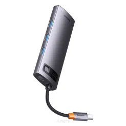 BASEUS HUB adapter przejściówka 6w1 Typ C na 3x USB3.0 / PD / HDMI 4K 60Hz / RJ45 szary WKWG080013/BS-OH100