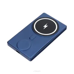 Bateria zewnętrzna (Powerbank) z ładowaniem indukcyjnym kompatybilny z MagSafe 15W + ładowanie do Apple Watch 3W N66 niebieski