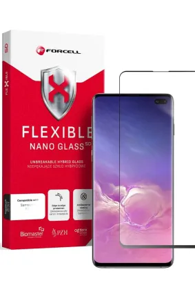 Forcell Flexible 5D - szkło hybrydowe do Samsung Galaxy S10+ czarny (Hot Bending) - działający czytnik