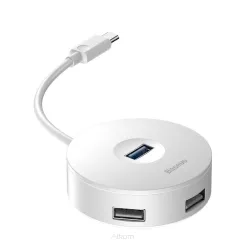 BASEUS HUB adapter przejściówka Typ C na USB3.0 / 3x USB2.0 / Micro USB do MacBook / PC biały CAHUB-G02
