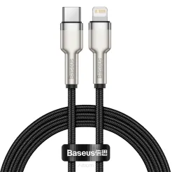 BASEUS kabel Typ C do Apple Lightning 8-pin PD20W Power Delivery Cafule Metal Cable CATLJK-A01 1 metr czarny