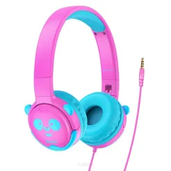 HOCO zestaw słuchawkowy / słuchawki nagłowne dla dzieci Jack 3,5mm W31 różowe