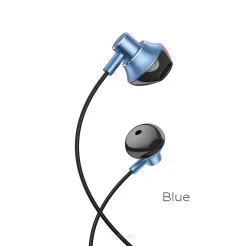 HOCO zestaw słuchawkowy / słuchawki dokanałowe jack 3,5mm z mikrofonem M75 niebieski