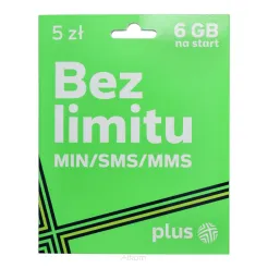 Karta Startowa Plus 5 Bez limitu min / sms / mms 6GB