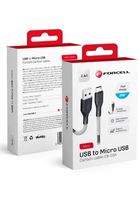 FORCELL Carbon kabel USB do Micro 2,4A CB-03A czarny 1 metr