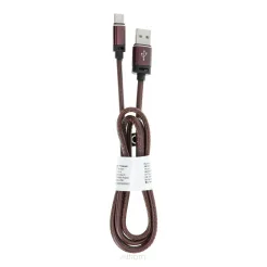 Kabel USB - Typ C 2.0 Leather C183 1 metr ciemno brązowy