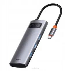 BASEUS HUB adapter przejściówka 5w1 Typ C na 3x USB3.0 / PD / PC / HDMI / 30Hz szary WKWG020013