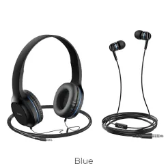 HOCO zestaw słuchawkowy / słuchawki nagłowne W24 niebieskie.