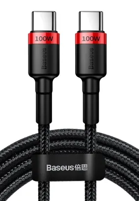 BASEUS kabel Typ C do Typ C PD100W 2.0 Power Delivery (5A 20V) Tungsten Gold Fast Charging CATKLF-AL91 2 metry czerwony