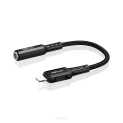 ACEFAST kabel audio do iPhone Lightning 8-pin - Jack 3,5mm (damski) MFi ze stopu aluminium C1-05 18 cm czarny