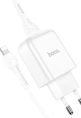 HOCO ładowarka sieciowa USB + kabel do Lightning 8-pin 2.1A N2 Vigour biała
