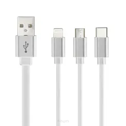 Kabel 3w1 Micro + iPhone Lightning 8-pin + Typ C biała HD6
