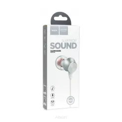 HOCO zestaw słuchawkowy / słuchawki dokanałowe jack 3,5mm z mikrofonem M51 białe