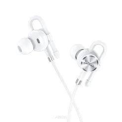 HOCO zestaw słuchawkowy / słuchawki dokanałowe jack 3,5mm z mikrofonem M84 białe