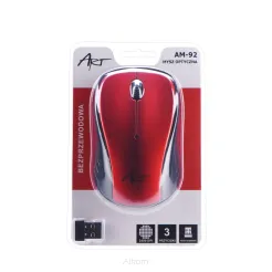 Mysz / Myszka  ART  bezprzewodowa-optyczna USB AM-92 czerwona