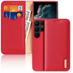DUX DUCIS Hivo - skórzane etui portfelik do Samsung Galaxy S23 Ultra czerwone