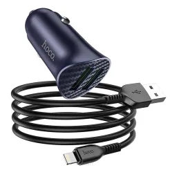 HOCO ładowarka samochodowa 2 x USB QC3.0 18W + kabel do Iphone Lightning 8-pin Farsighted Z39 niebieska