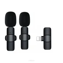 Mikrofon bezprzewodowy krawatowy dla iPhone Lightning 8-pin podwójny (2 w zestawie) K1