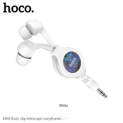 HOCO zestaw słuchawkowy / słuchawki dokanałowe teleskopowe M68 biały.