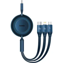 BASEUS kabel Typ C do Micro/Lighting/Typ C 3w1 Bright Mirror 2 Power Delivery 100W 1.1m niebieski CAMJ010203