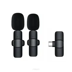 Mikrofon bezprzewodowy krawatowy dla Typ C podwójny (2 w zestawie) K1