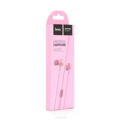 HOCO zestaw słuchawkowy / słuchawki dokanałowe jack 3,5mm z mikrofonem M3 różowe