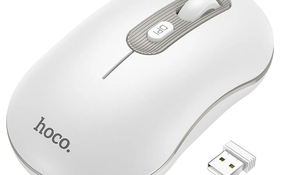 HOCO mysz / myszka komputerowa bezprzewodowa 2,4G DPI 1600 Platinium GM21 biała