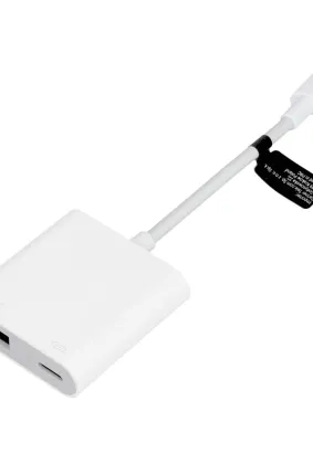 Adapter Lightning 8-pin do USB A + ładowanie Lightning 8-pin Camera Connection Kit (do aparatu, pendrive itd.) biały
