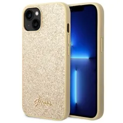 Oryginalne Etui GUESS Hardcase GUHCP14MHGGSHD do iPhone 14 PLUS (Glitter Flakes Script Metal Logo / złoty)