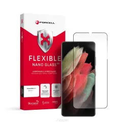 Forcell Flexible 5D - szkło hybrydowe do Samsung Galaxy S21 Ultra czarny (Hot Bending) - działający czytnik