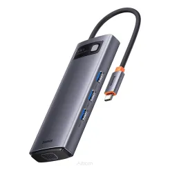 BASEUS HUB adapter przejściówka 6w1 Typ C na 3x USB3.0 / PD / HDMI / VGA szary WKWG030013/BS-OH040